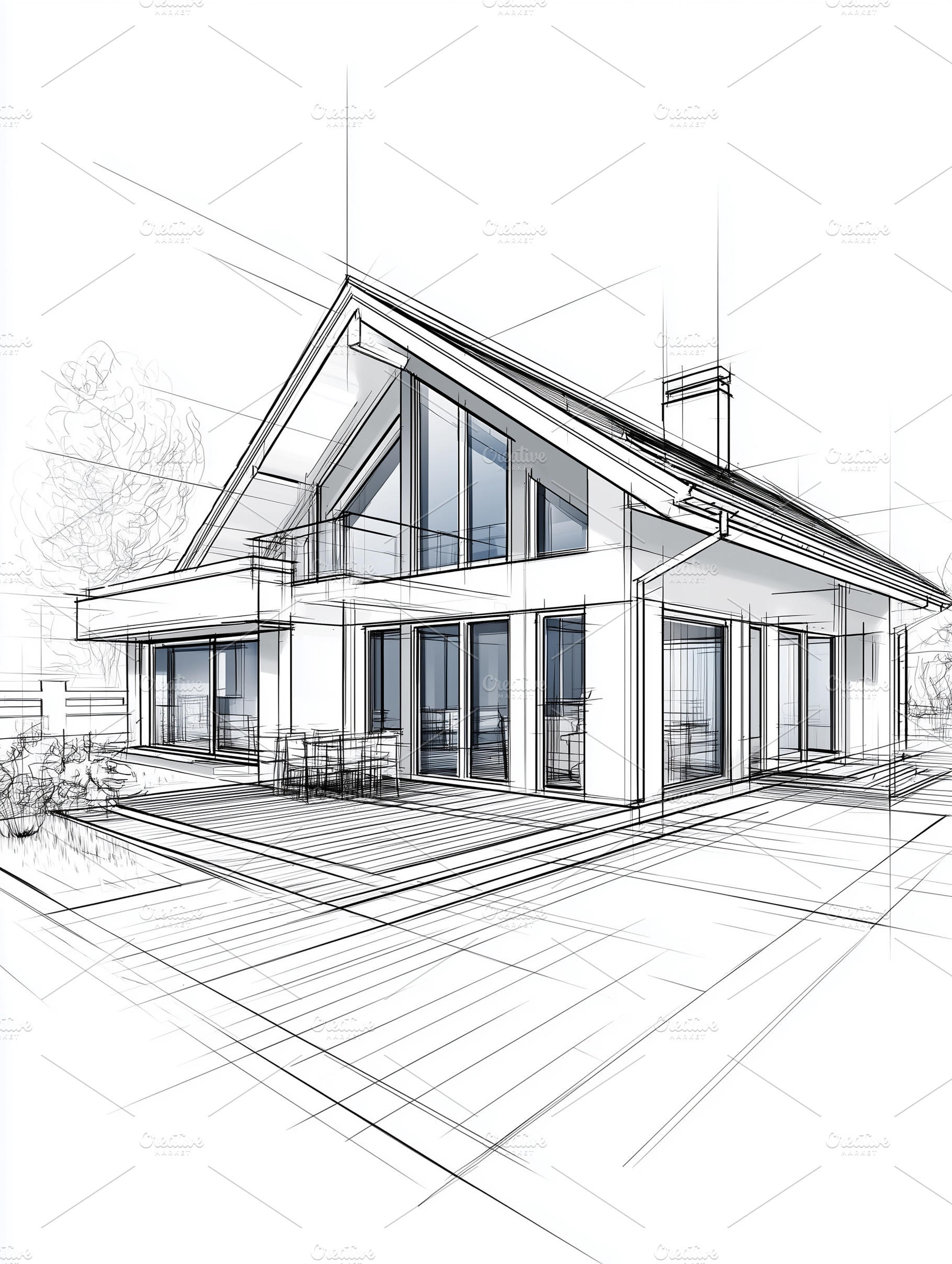 Modern contemporary house with large, an Architecture Photo by MistyDay