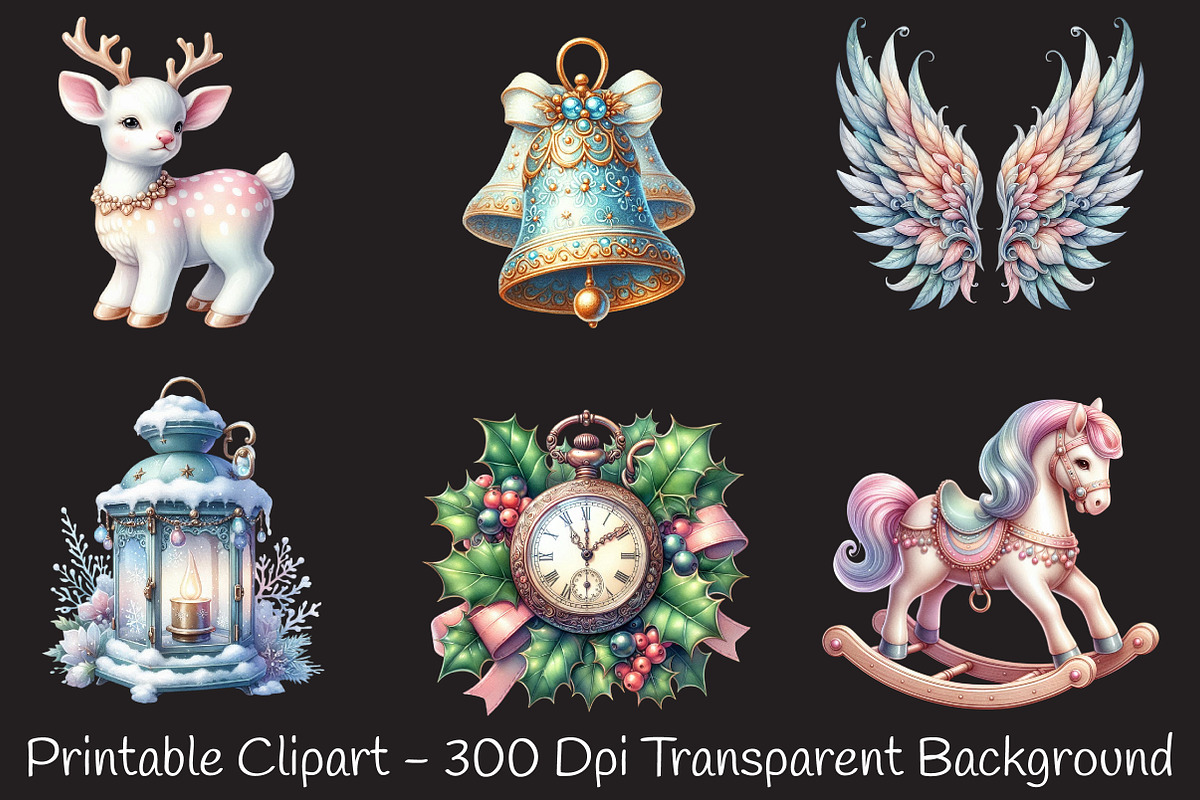 Pastel Antique Christmas Clipart, an Illustration by RobertsArt (Photo 3 of 7)