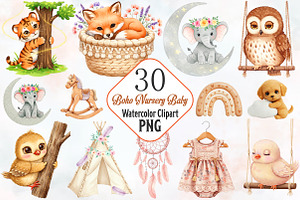 Boho Nursery Baby Clipart Bundle, a Seasonal Illustration by RobertsArt