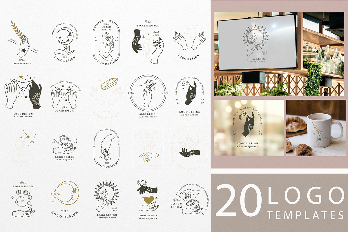 Hand occult logo template 1#, a Branding & Logo Template by Piixypeach (Photo 2 of 9)