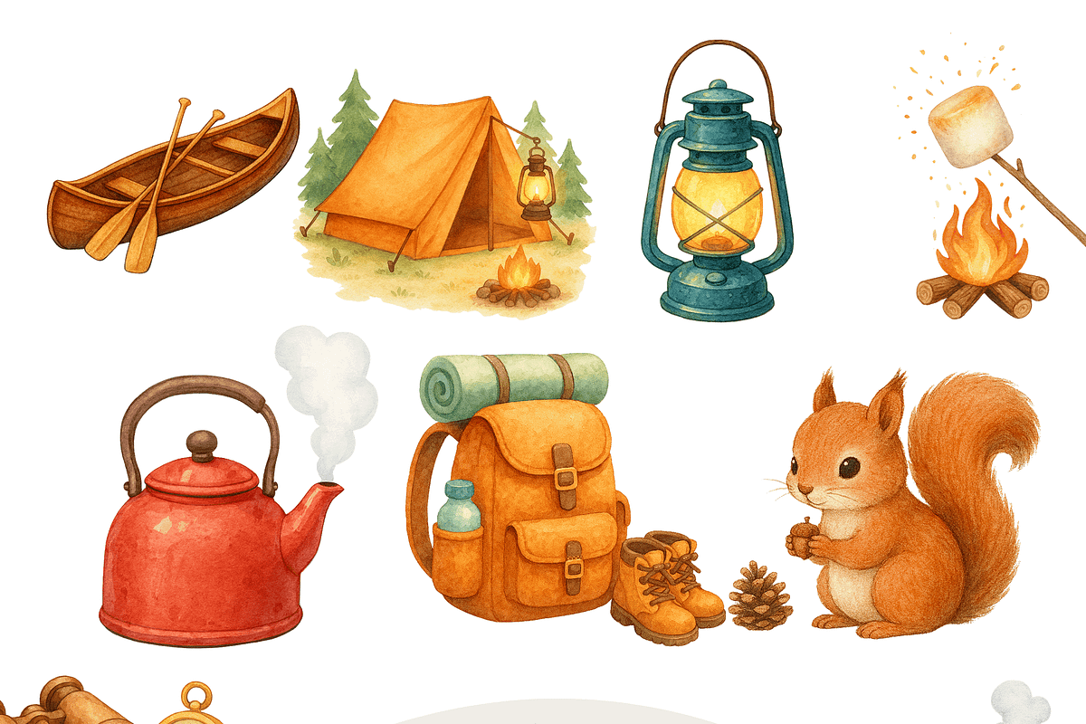 Camping Clipart Set, a Decorative Illustration by Pati Charm Studio (Photo 1 of 8)