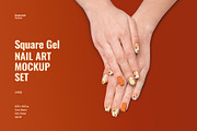 Square Gel Nail Art Mockup Set, a Product Mockup by Designertale (Thumbnail 1 of 6)