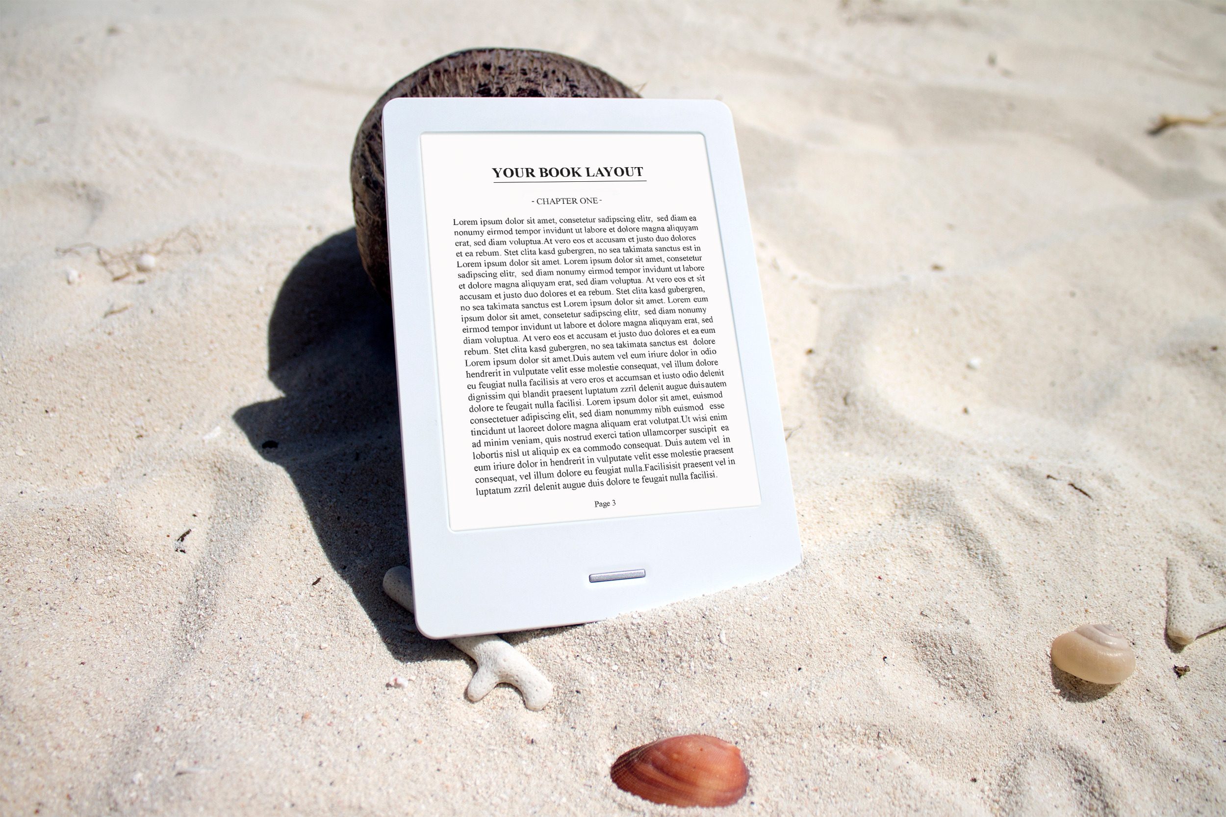 E-book Reader,MockUp, Beach, a Device Mockup by Mockup Stories