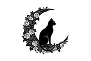 Cat on Crescent Moon Bundle, an Illustration by jahid234 (Thumbnail 16 of 31)