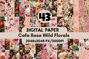 Cafe Rose Wild Florals Digital Paper, a Pattern Graphic by LA Design (Thumbnail 1 of 10)