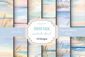 Watercolor Beach Seamless Print