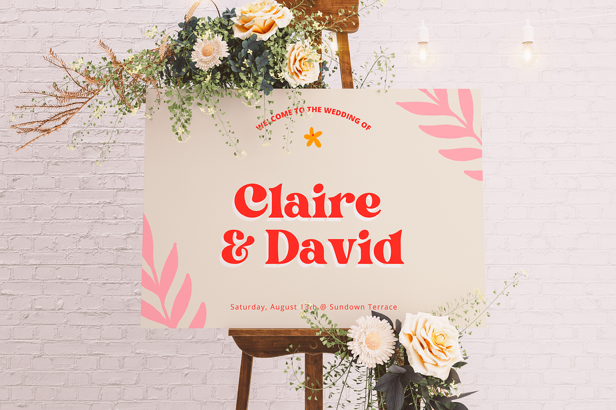 Colorful Retro Wedding Welcome Sign, an Invitation Template by StudioVonBraitenberg (Photo 1 of 7)