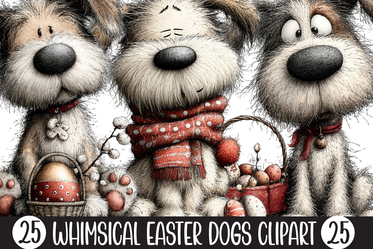 Whimsical Easter Dogs Clipart, an Illustration by Designking (Photo 1 of 5)