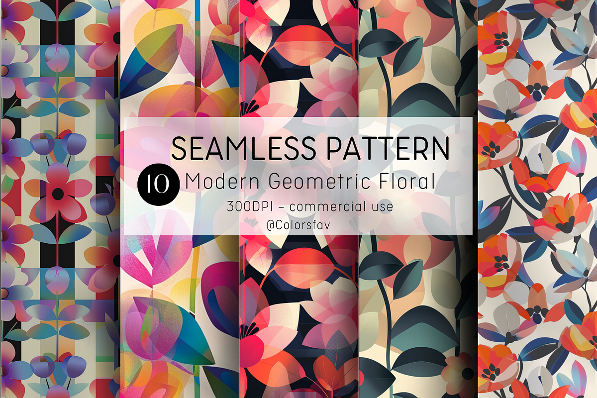 Modern Floral and Geometric Patterns, a Pattern Graphic by Colorsfav (Photo 1 of 8)