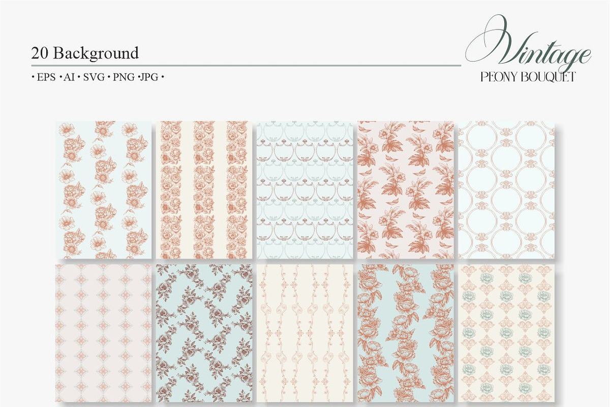 Vintage Peony Bouquet, a Pattern Graphic by Collection by VY (Photo 3 of 9)
