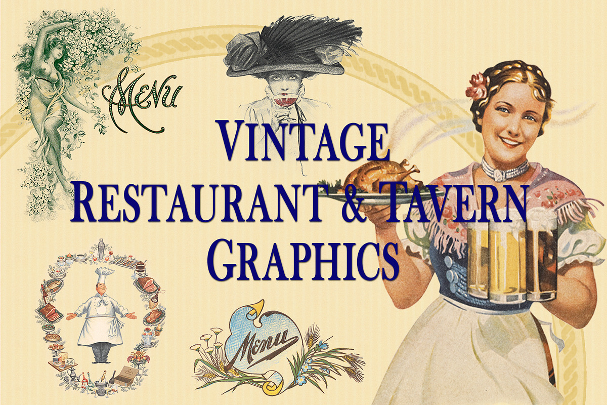 Vintage Restaurant & Tavern Graphics, a Food Illustration by Blue Line Design (Photo 1 of 16)