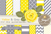 Yellow and Gray Digital Paper, a Pattern Graphic by JennyL Designs (Thumbnail 1 of 3)