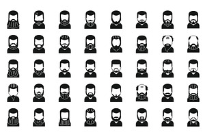 Beard Icons Set Simple Vector. Old