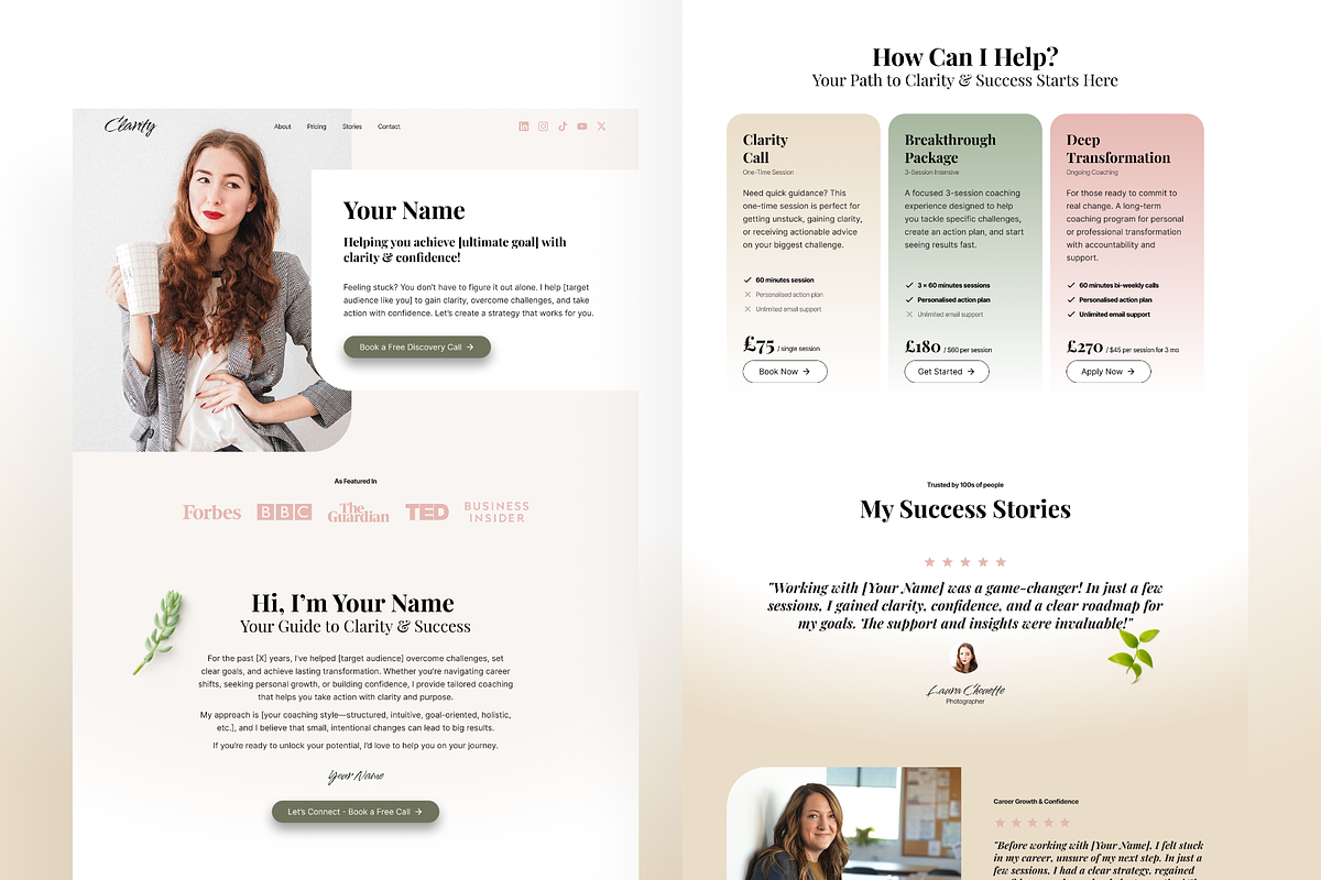 Coaching Website Template for Figma, a Landing Page Template by Sasha Lantukh (Photo 2 of 6)