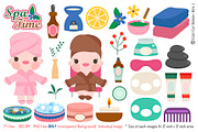 Spa Time Digital Clipart, a Healthcare Illustration by Cozy Cat Design (Thumbnail 1 of 3)