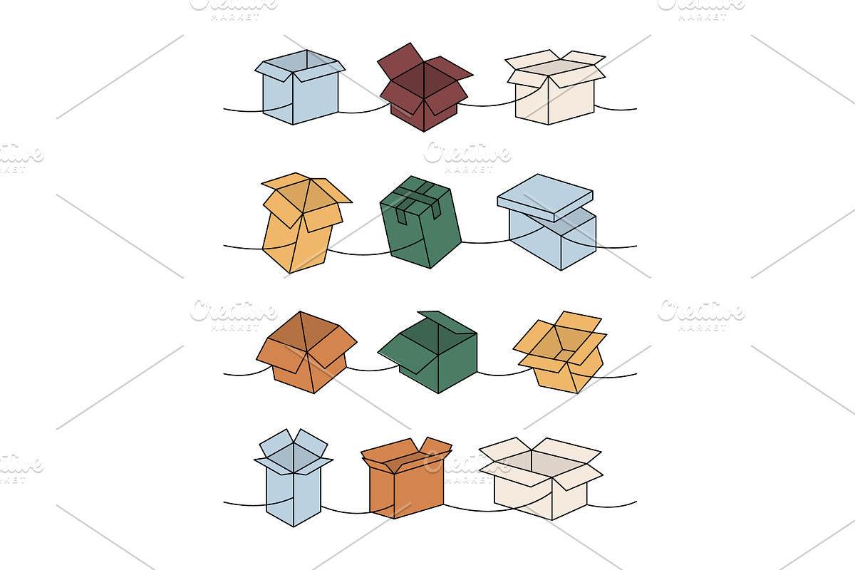 Cargo boxes. Carton delivery boxes, an Object Illustration by GraphiShop