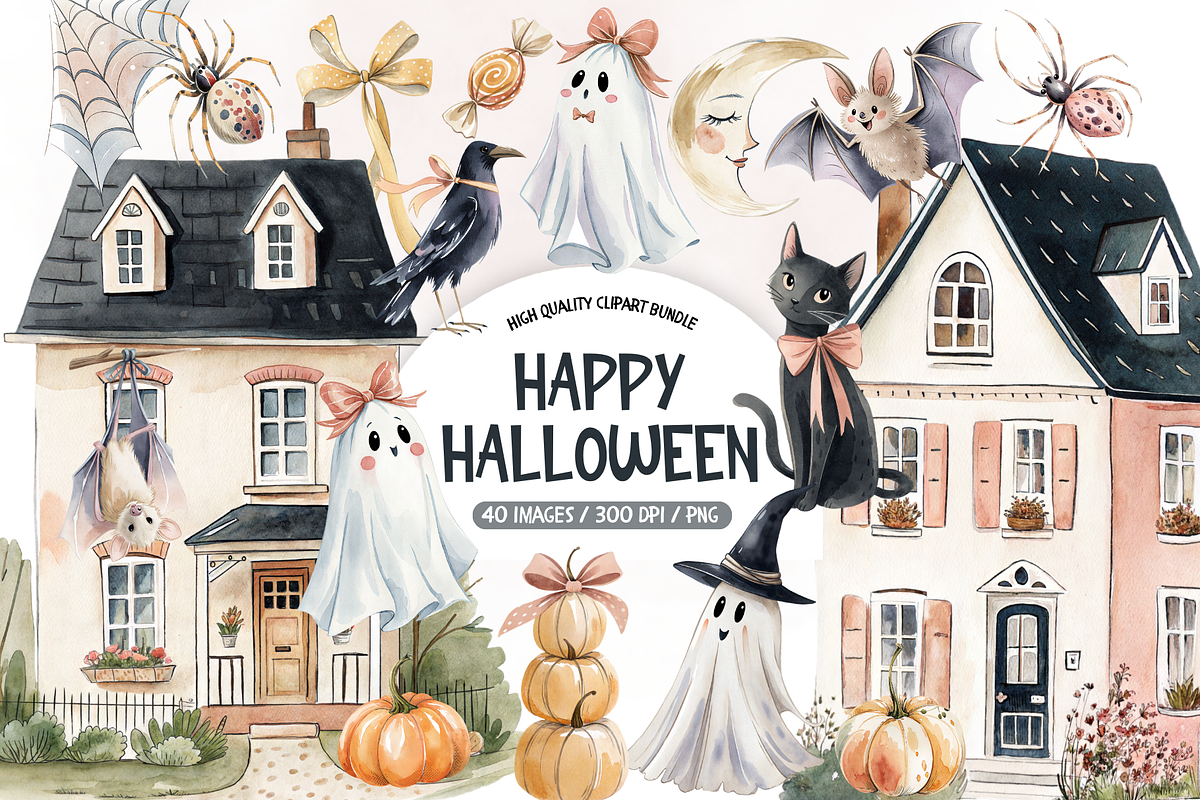 Spooky Season Watercolor Clipart, an Object Illustration by TatiMockup (Photo 1 of 5)