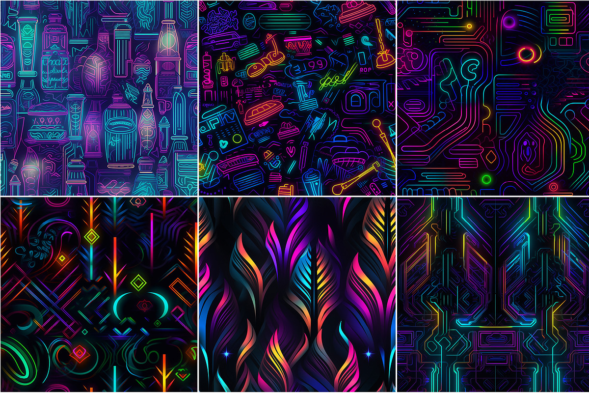 Neonized - Seamless Neon Patterns, a Pattern Graphic by Pixel Perfect Patterns (Photo 9 of 12)