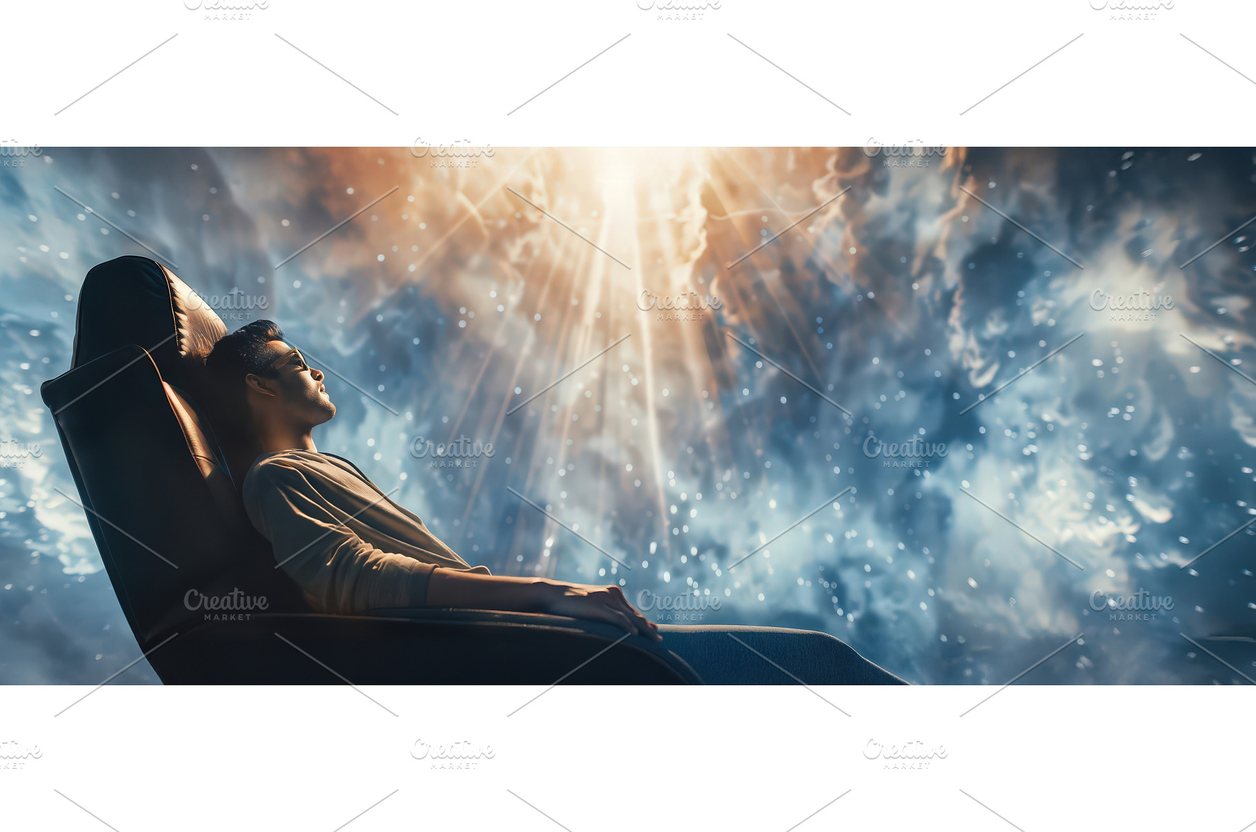 Man experiencing cosmic meditation, a Person Photo by piter.goskov