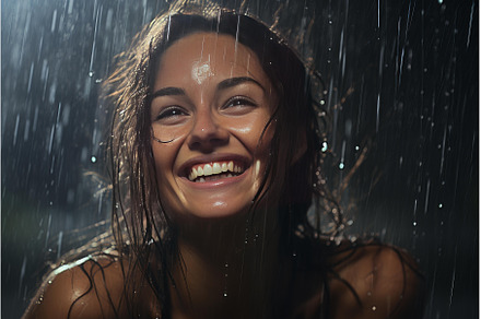 Soaking Smiling woman rain. Generate, a Person Photo by Ylivdesign