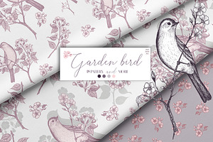 Garden bird. Pattern and motifs.