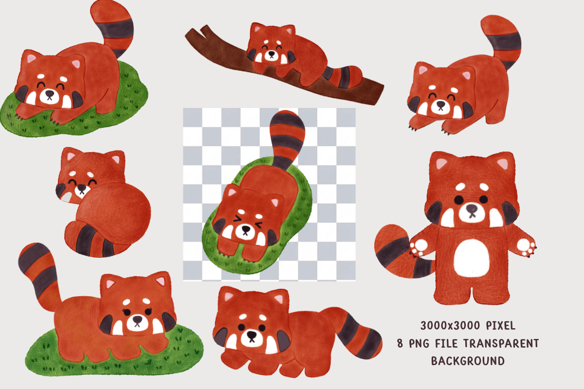 Red Panda Clipart, Hand Drawn, an Animal Illustration by Nattapohncha (Photo 3 of 3)