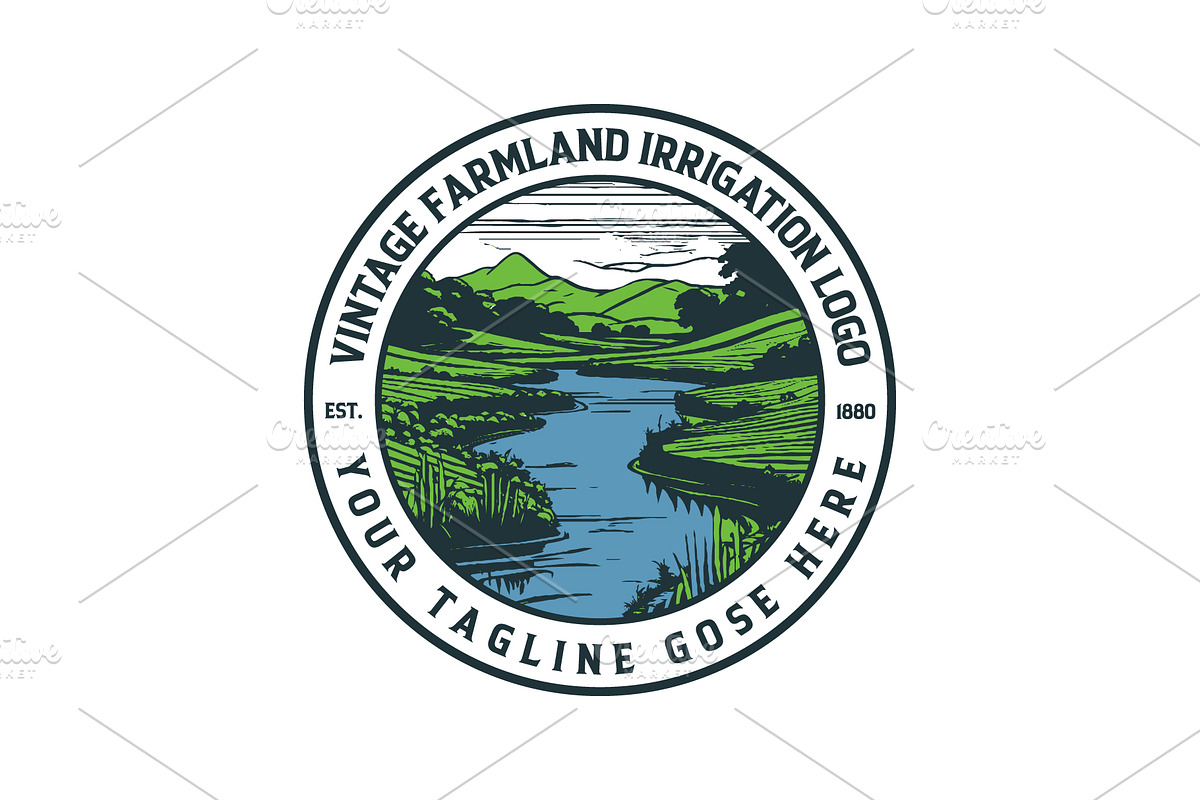 vintage farmland irrigation logo, a Food Illustration by e-artdesign (Photo 3 of 4)