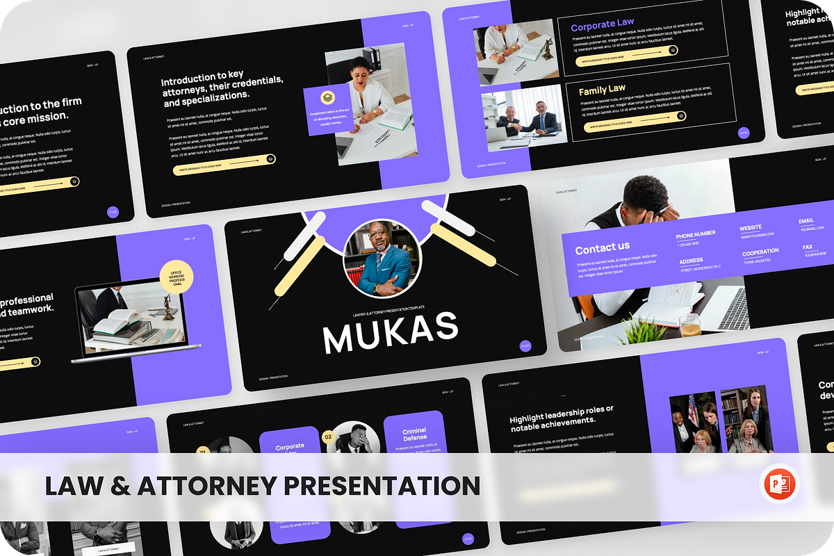 Mukas - Law & Attorney PowerPoint, a Presentation Template by SquidPixey (Photo 1 of 6)