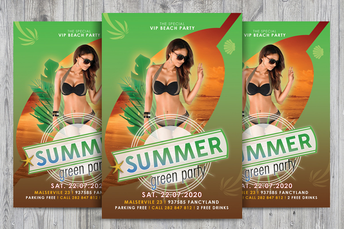 PSD party flyer green, a Flyer Template by RudanStudio