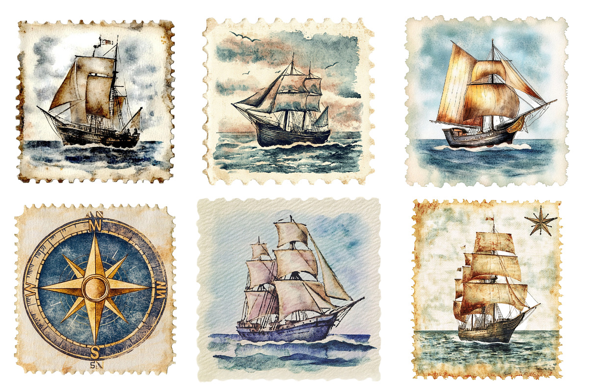 Nautical Vintage Stamp Sublimation, an Illustration by SinaCreation (Photo 3 of 5)