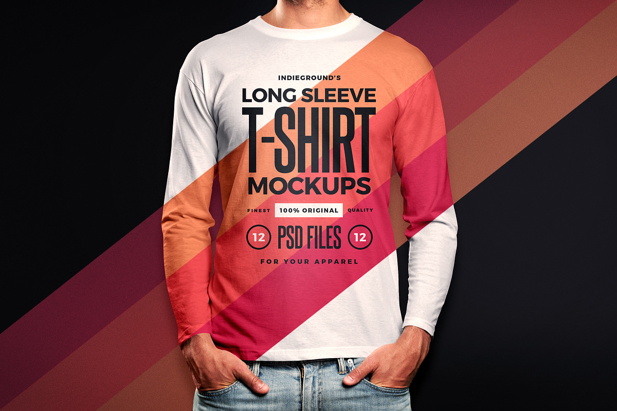 Men Long Sleeve T-Shirt Mockups, a Shirt Mockup by Indieground Design Inc. (Photo 1 of 5)