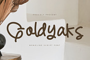 Goldyaks, a Script Font by Integritype Studio (Thumbnail 1 of 15)