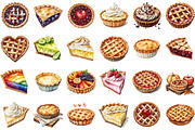 Pie Watercolor Clipart PNG, an Illustration by Sublimation Artist (Thumbnail 2 of 6)