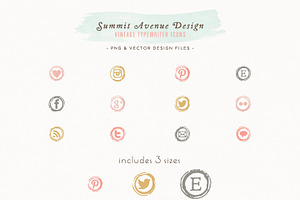 Vintage Typewriter Key Social Icons