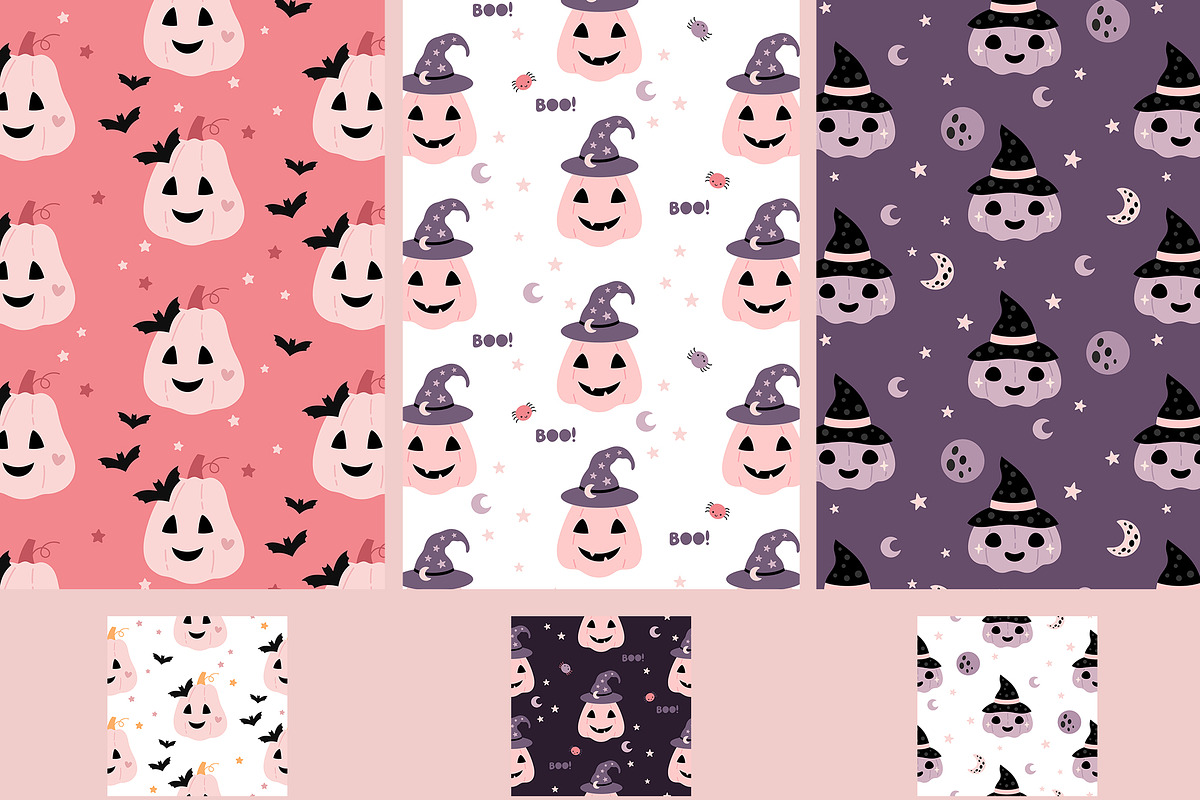 Pink Halloween clipart & patterns, a Seasonal Illustration by JulzaArt (Photo 6 of 14)