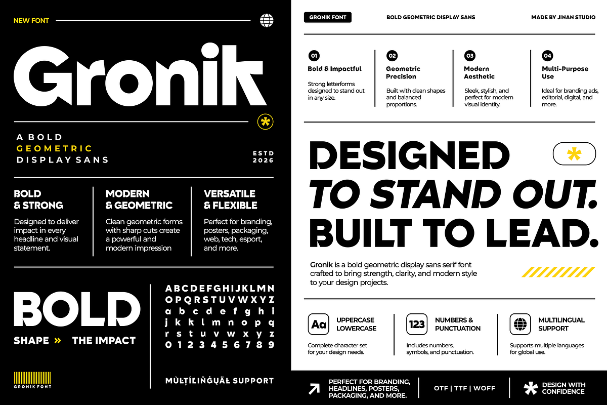 Gronik - Geometric Display Sans, a Sans Serif Font by Ainun Jinan (Photo 2 of 9)