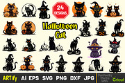 Spooky Halloween Cat Vector clipart, a Seasonal Illustration by ARTify Illustrations (Thumbnail 1 of 8)