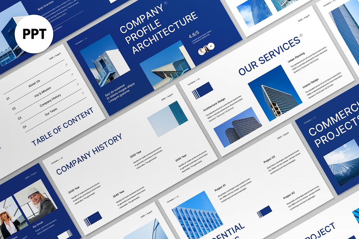Blue Architecture Company PPT, a Presentation Template by graphicook (Photo 1 of 4)