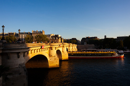 View of the famous bridge called Pont Neuf at sunny summer sunse, an Architecture Photo by Bepslabor