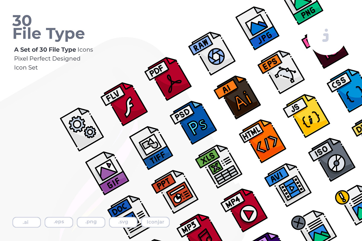 30 File format icon set, an Outline Icon by Just Icon (Photo 1 of 3)