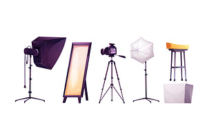 Cartoon photo studio equipment, an Object Illustration by art PVP - market