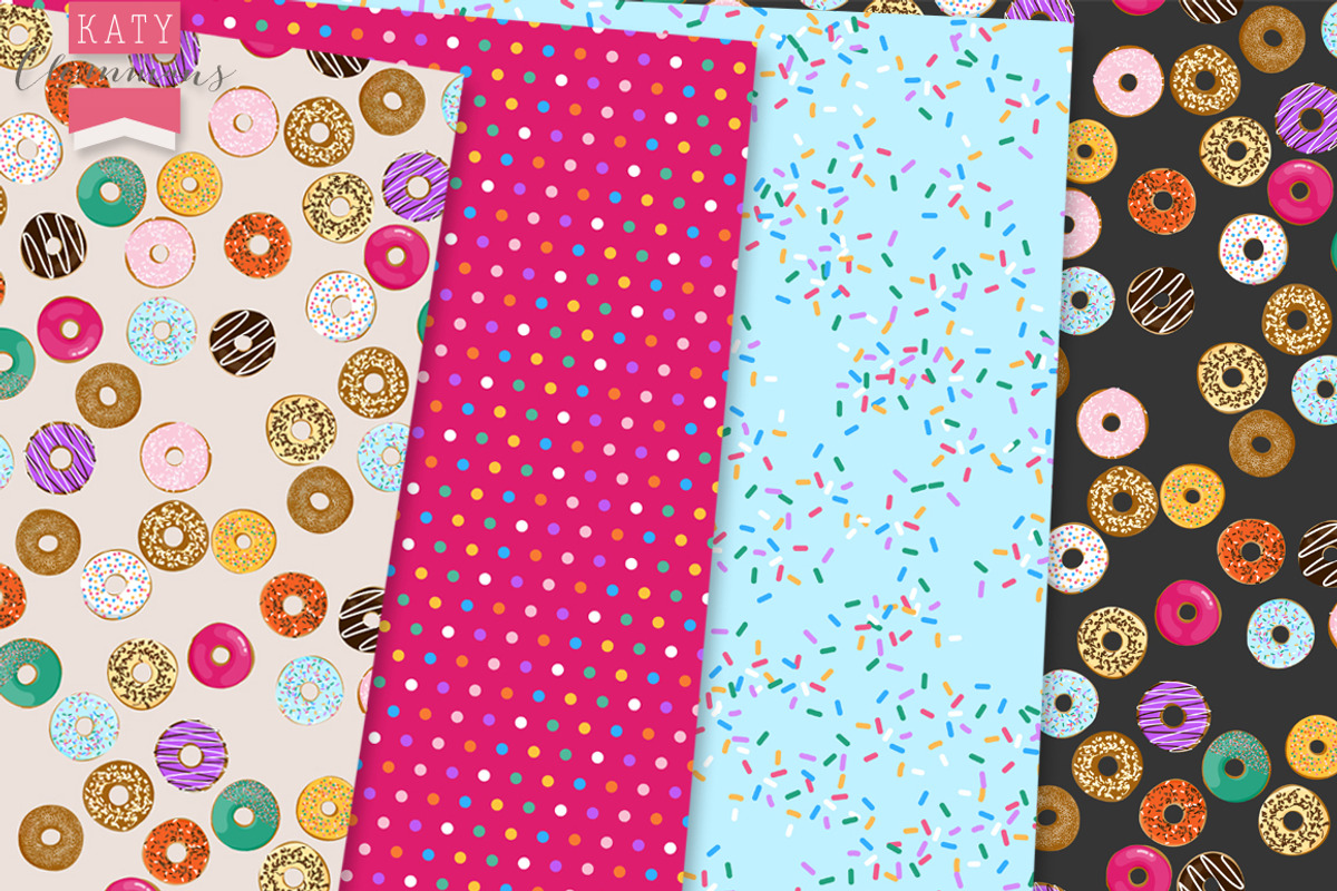 Donut Delight clip art illustrations, a Food Illustration by Katy Clemmans (Photo 4 of 5)