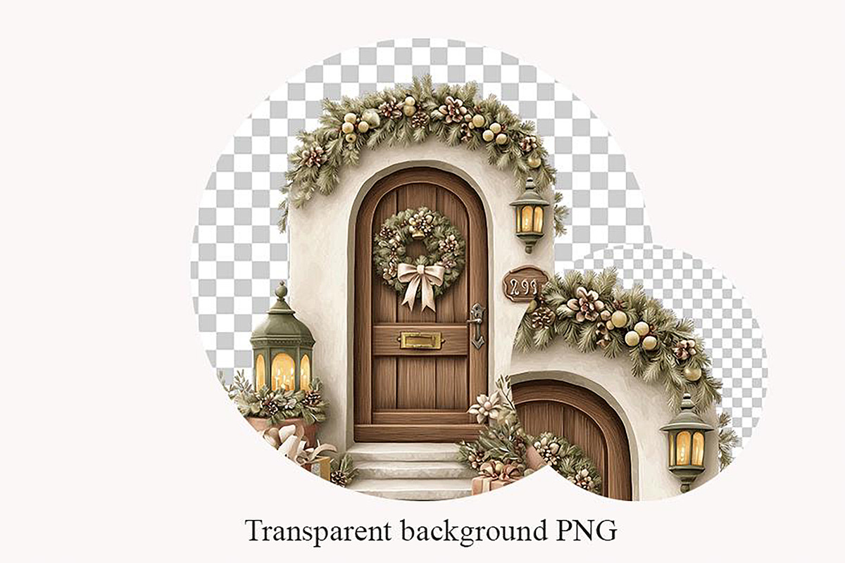Christmas Door Clipart Bundle, a Seasonal Illustration by Bijou Bay (Photo 4 of 4)