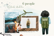 Watercolor Camping Clipart, a Person Illustration by NataliArkushArt (Thumbnail 6 of 24)