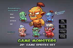 6 Orcs Game Sprites Set