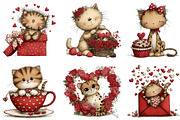 Quirky Valentines Cats Clipart, an Illustration by Dream Creation (Thumbnail 6 of 7)