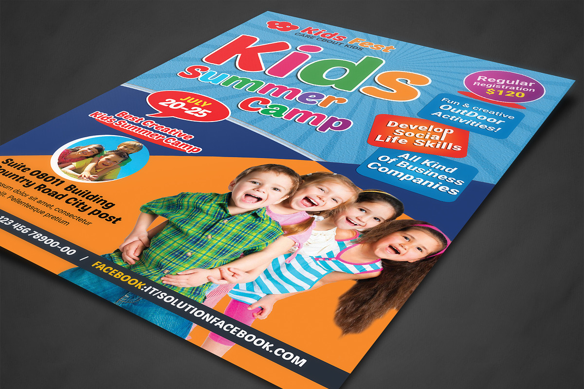 Kids Summer Camp Flyer, a Flyer Template by AfzaalGraphics (Photo 2 of 4)