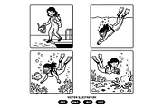 Activity of a woman diving in sea, a Person Illustration by Vectorlina (Thumbnail 2 of 3)