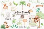 Safari Friends Watercolor Clipart, an Illustration by Estúdio Lin (Thumbnail 1 of 6)