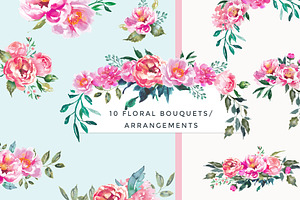 Pink Peonies Flower Clipart